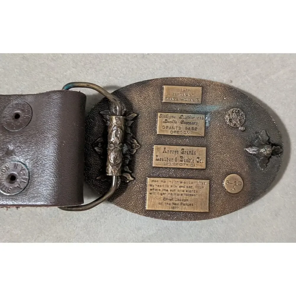 Vintage 1977 Chief Joseph Belt Buckle Bergamot Brass Works Siskiyou Leather 43